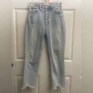 Abercrombie & Fitch Sky Light Blue Curve Love Button Fly Straight Leg Jeans